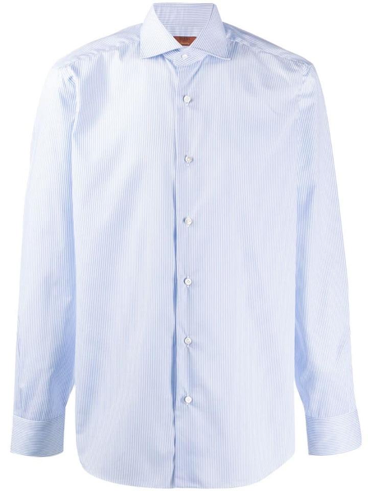 Barba Long Sleeved Cotton Shirt - Blue