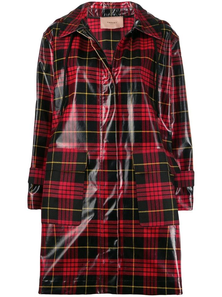 Twin-set Tartan Raincoat - Red