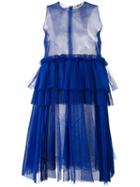 Msgm - Empire Line Sheer Dress - Women - Polyester - 40, Blue, Polyester