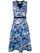 Emilio Pucci Abstract Print Flared Dress - Blue