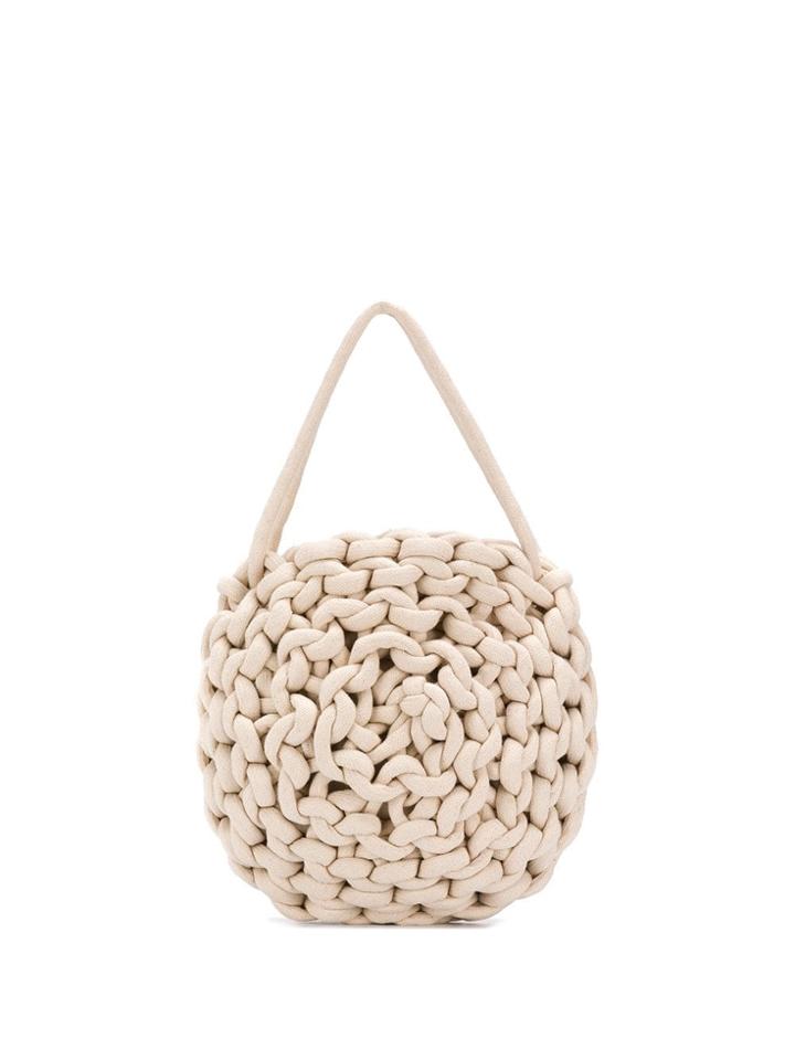 Alienina Rope Knit Tote Bag - White
