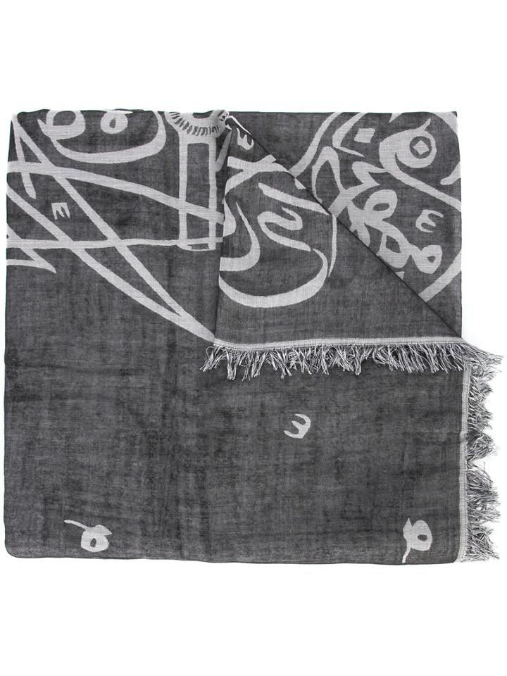 Thamanyah - Bleach Print Scarf - Unisex - Cotton - One Size, Grey, Cotton