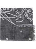 Thamanyah - Bleach Print Scarf - Unisex - Cotton - One Size, Grey, Cotton