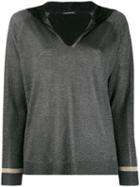 Luisa Cerano Hooded V-neck Jumper - Grey