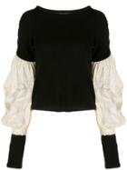 Phaedo Studios Contrast Sleeve Knitted Top - Black
