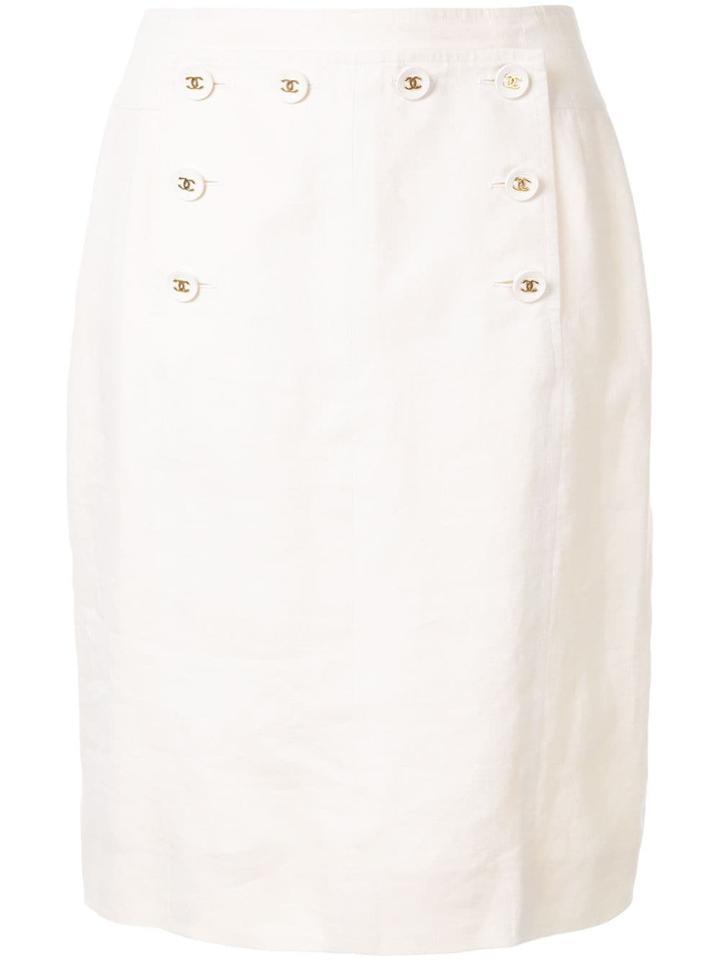 Chanel Pre-owned Logo Pencil Skirt - White