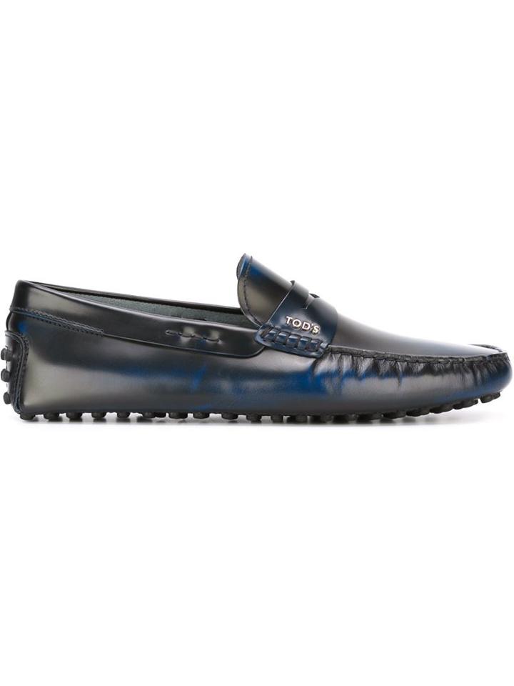 Tod S Classic Penny Loafers, Men's, Size: 5, Blue, Leather/rubber