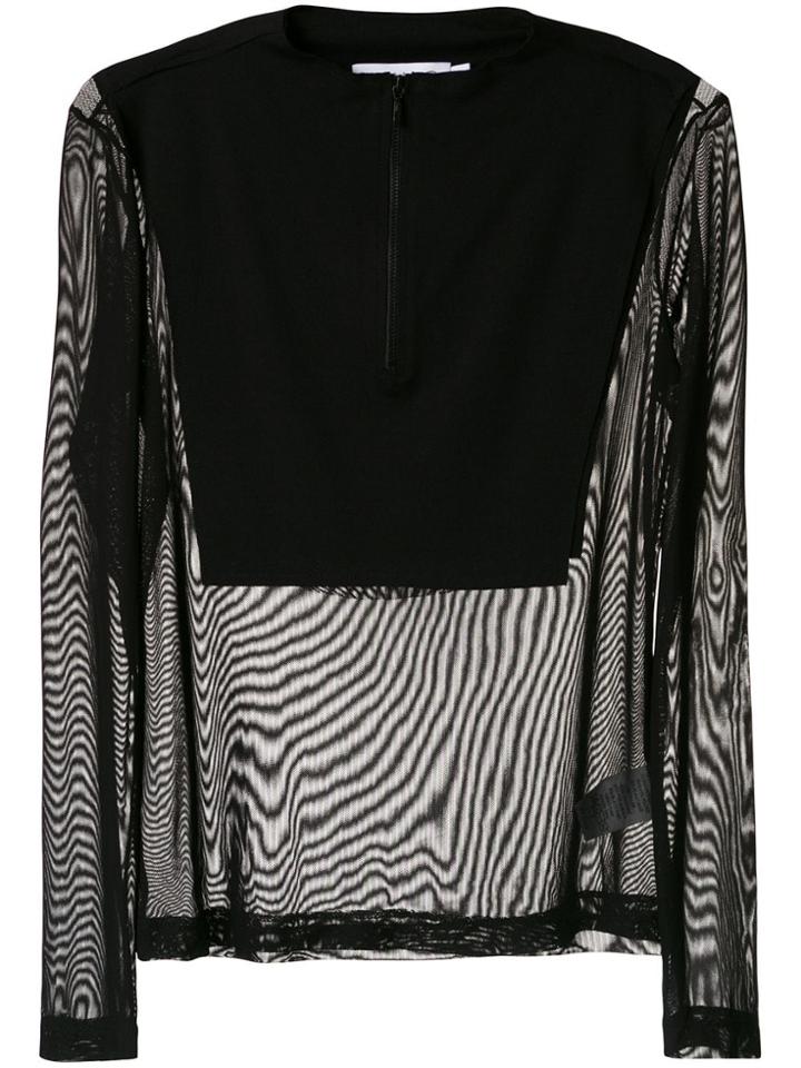 Mara Mac Sheer Panels Blouse - Black