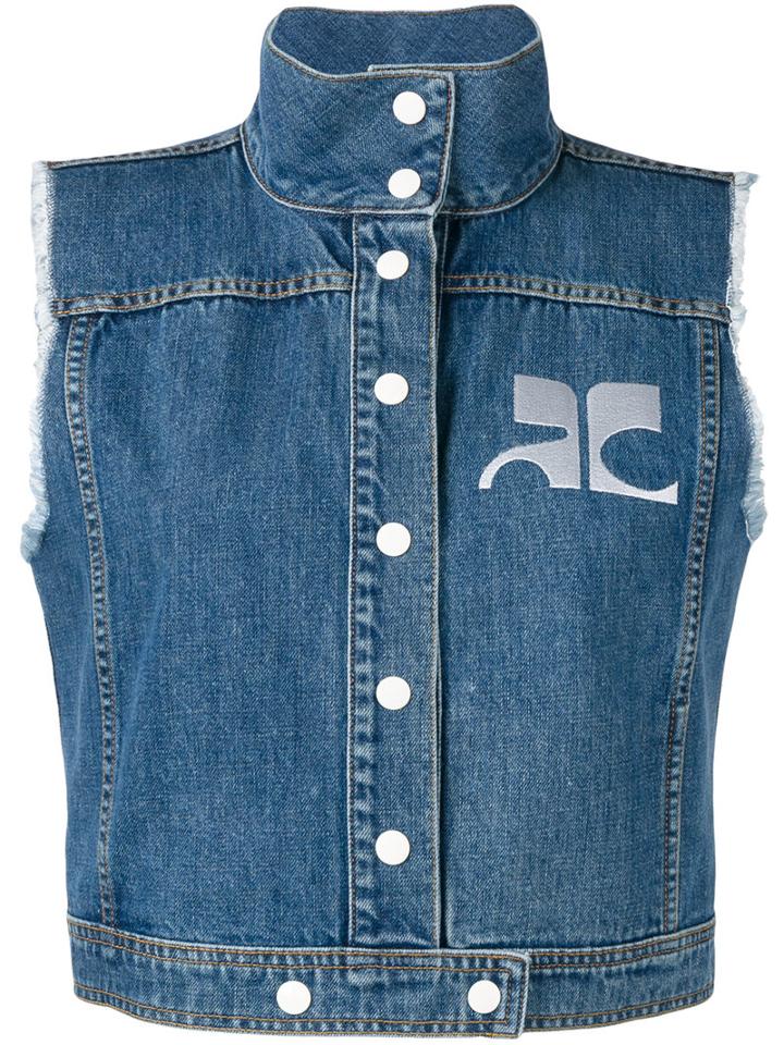 Courrèges - Logo Denim Gilet - Women - Cotton - 36, Women's, Blue, Cotton