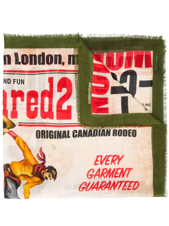 Dsquared2 Cowboy Theme Printed Scarf - Nude & Neutrals