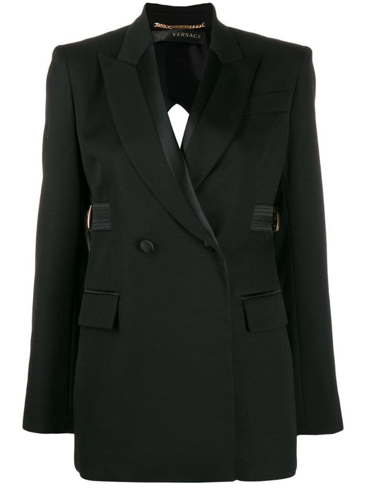 Versace Open Back Double-breasted Blazer - Black