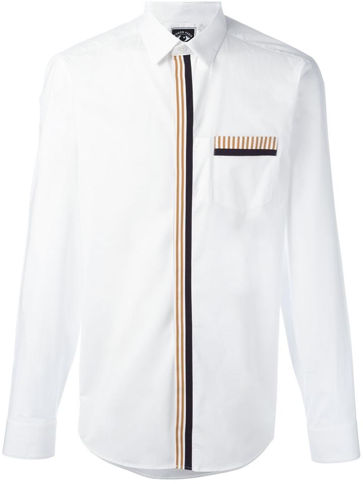 Kenzo 'ribbon' Shirt, Men's, Size: 43, White, Cotton/spandex/elastane