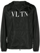 Valentino Hooded Logo Jacket - Black
