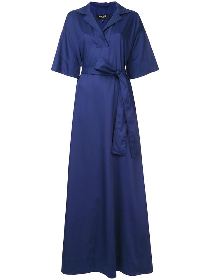 Paule Ka - Long Woven Wrap Dress - Women - Cotton - 42, Blue, Cotton