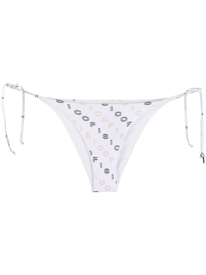 Fisico Logo Print String Bikini Bottoms - White
