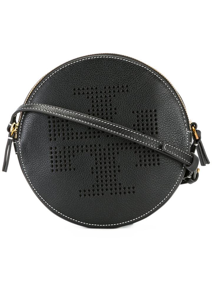 Tory Burch Perforated Logo Shoulder Bag, Women's, Black, Leather