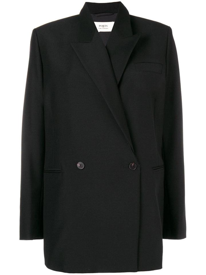 Ports 1961 Dropped Waist Boxy Coat - Black