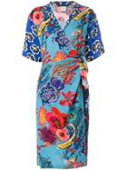Paul Smith Floral Print Wrap Dress - Blue
