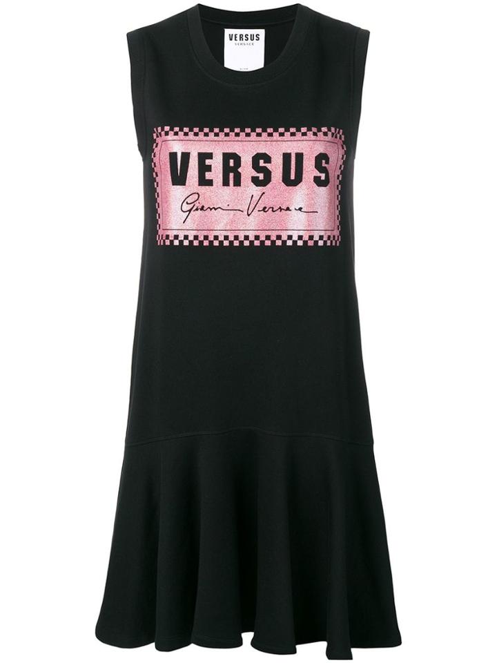 Versus Flared Logo Dress - Black