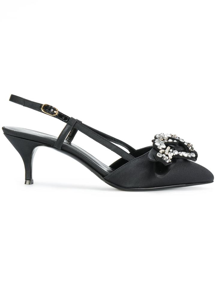 Twin-set Rhinestone Embellished Slingback Pumps - Black