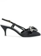 Twin-set Rhinestone Embellished Slingback Pumps - Black