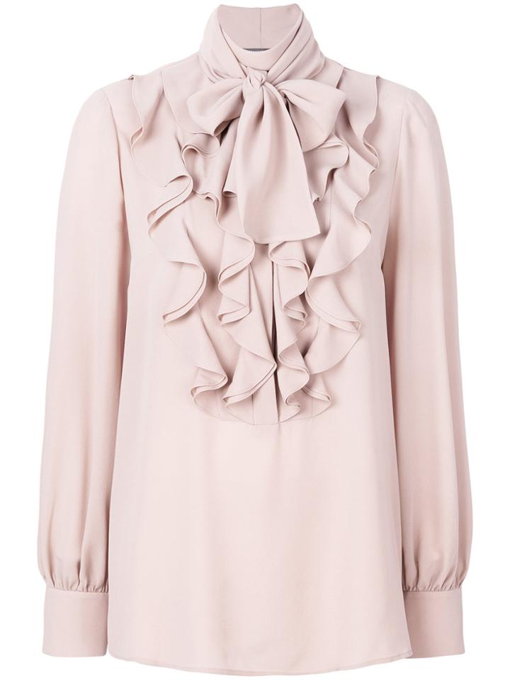 Alexander Mcqueen Ruffled Bell Sleeve Blouse - Pink & Purple
