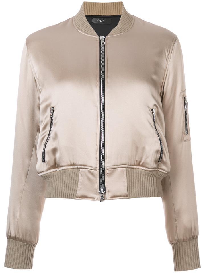 Amiri - Silk Bomber Jacket - Women - Silk - S, Nude/neutrals, Silk