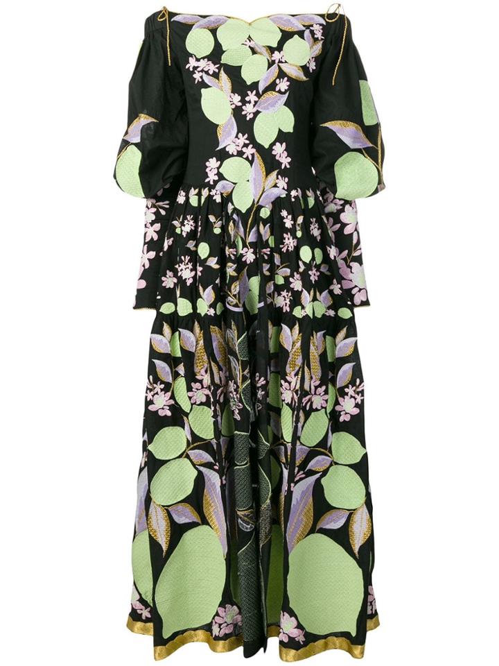 Yuliya Magdych Lemons Embroidered Dress - Black