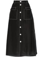 Maryam Nassir Zadeh Contrast Stitch Silk Blend Skirt - Black