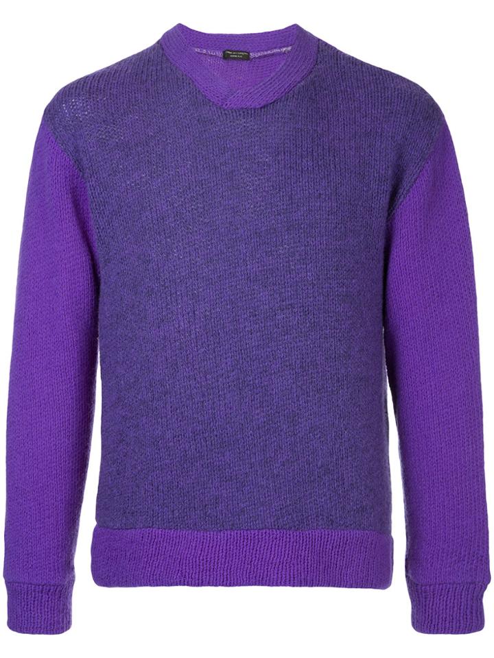 Comme Des Garçons Vintage Tonal V-neck Jumper - Pink & Purple