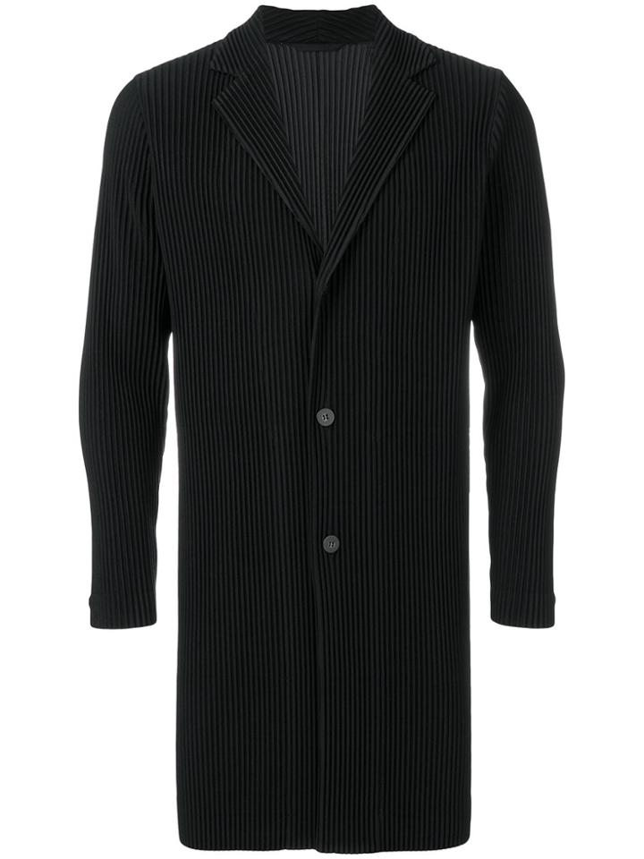 Homme Plissé Issey Miyake Ribbed Fitted Coat - Black