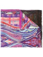 Etro Printed Scarf, Men's, Pink/purple, Silk/cashmere