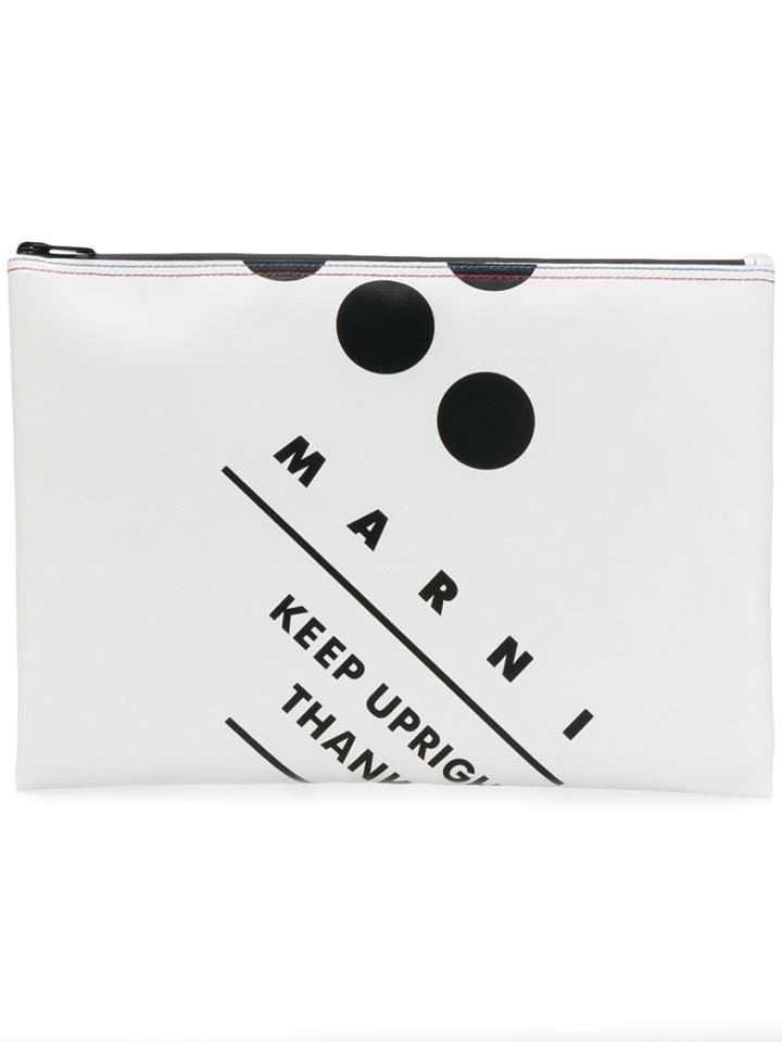 Marni Keep Upright Print Pouch - White