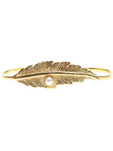 Leivankash Feather And Pearl Hand Bracelet, Women's, Metallic