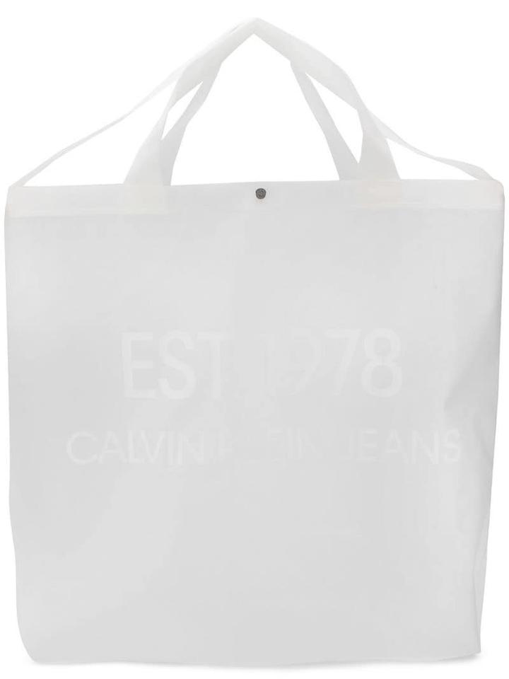 Calvin Klein Jeans Est. 1978 Large Logo Print Tote - White