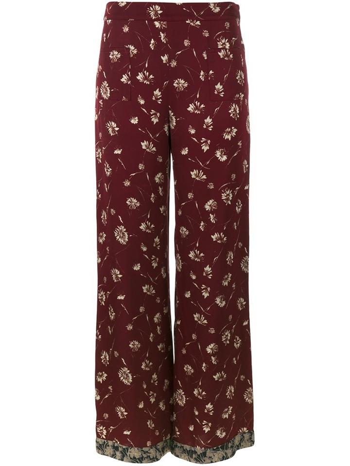 Etro Floral Print Palazzo Pants, Women's, Size: 42, Red, Viscose