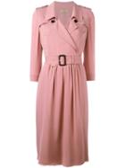 Burberry Belted Wrap Dress, Women's, Size: 8, Pink/purple, Silk/spandex/elastane