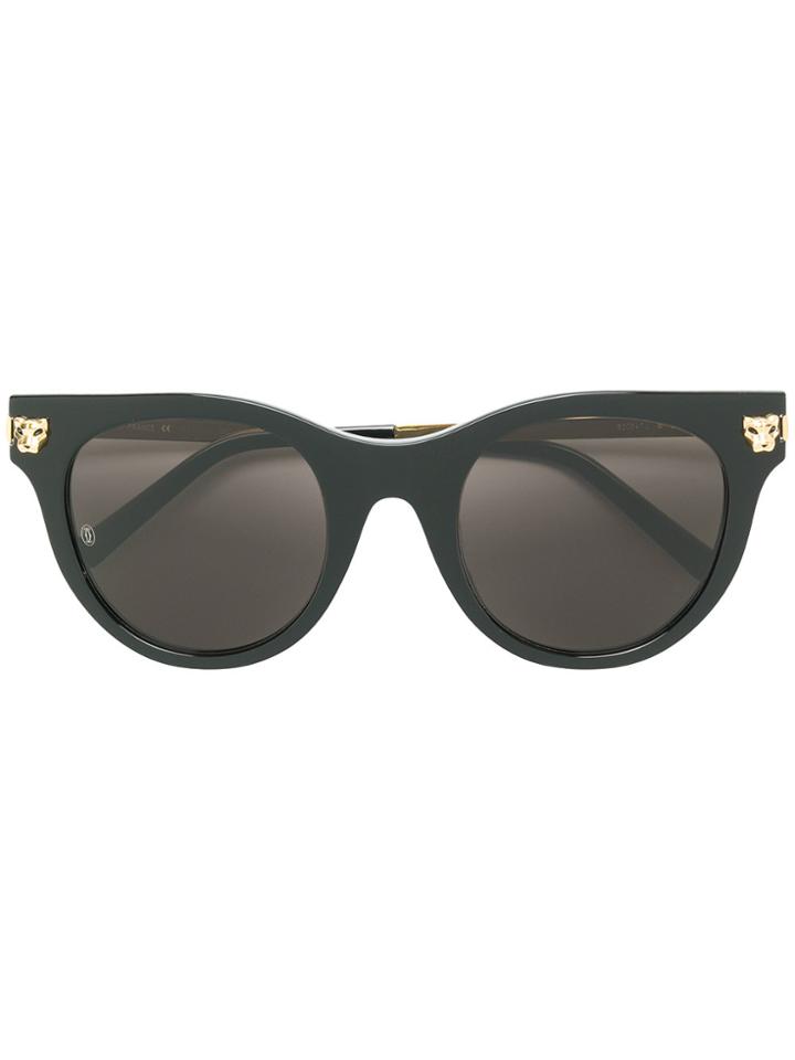 Cartier Round Frame Panther Sunglasses - Black