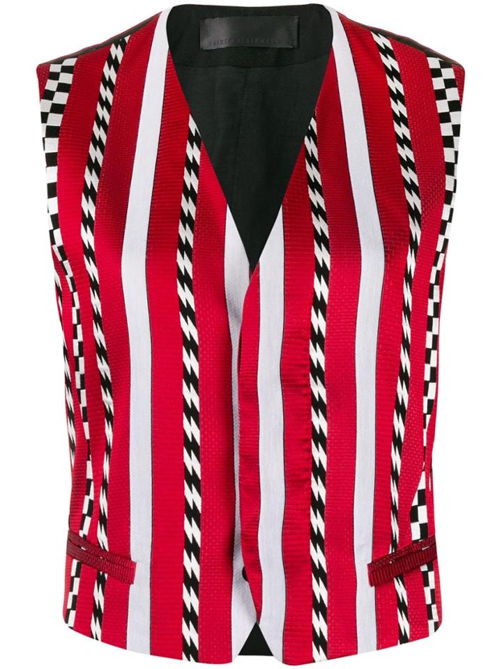 Haider Ackermann Fitted Contrast Stripe Waistcoat - Red