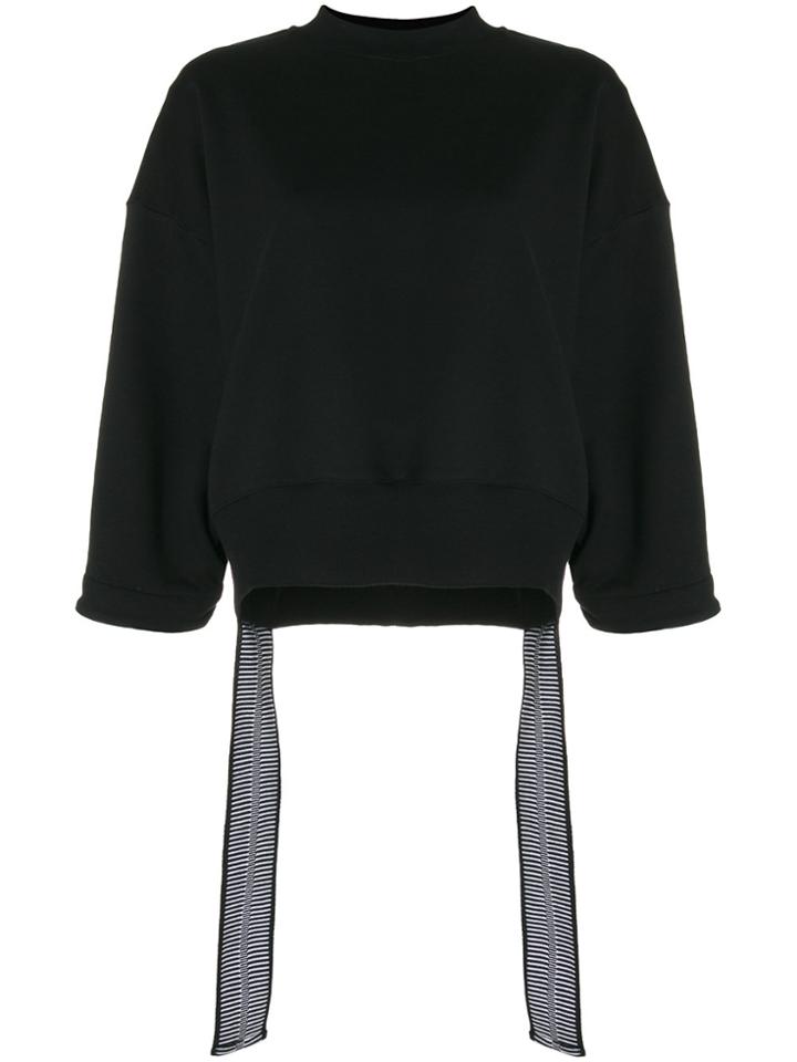 Krizia Cropped Side Tail Sweatshirt - Black