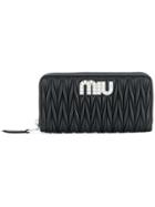 Miu Miu Matelassé Zip Wallet - Black
