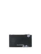 Alexander Mcqueen Skull And Roses Coin Cardholder - Black