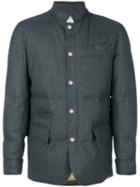 Brunello Cucinelli - Button Up Padded Jacket - Men - Silk/cotton/feather Down/wool - L, Grey, Silk/cotton/feather Down/wool