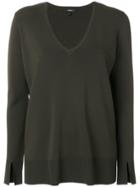 Theory V-neck Split-sleeved Sweater - Green