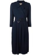 Burberry Belted Shirt Dress, Women's, Size: 8, Blue, Silk