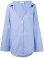 Aviù - Striped Flare Sleeved Shirt - Women - Cotton/acrylic/elastodiene/spandex/elastane - 40, Women's, Blue, Cotton/acrylic/elastodiene/spandex/elastane