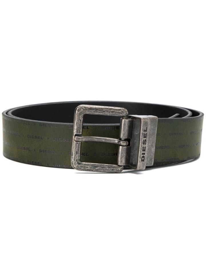 Diesel All-over Logo Belt - Green