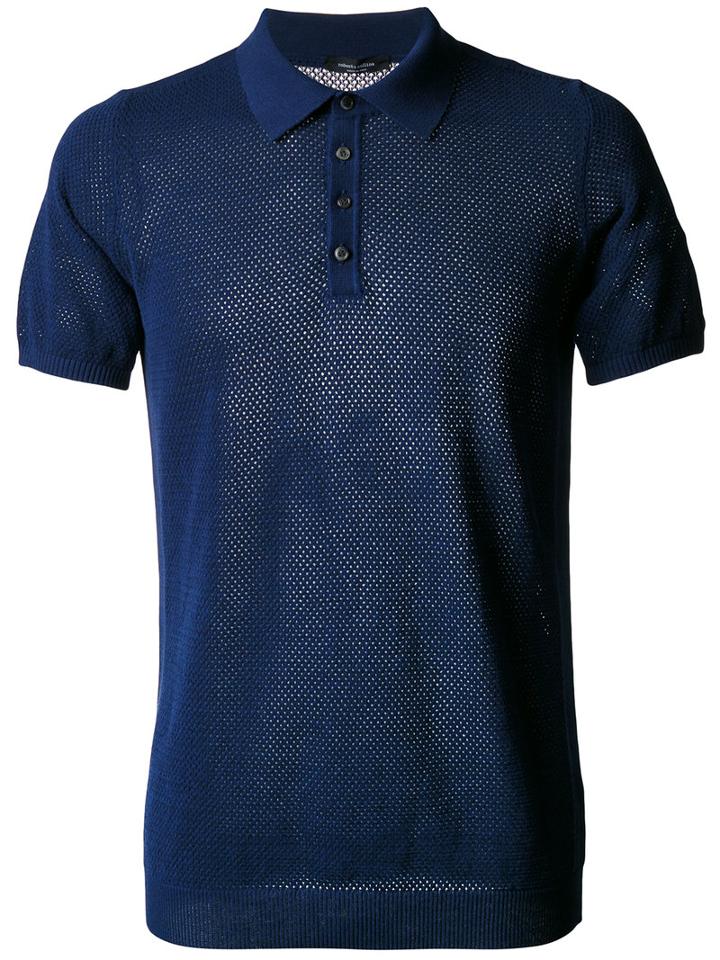 Roberto Collina Net Polo Shirt, Men's, Size: 48, Blue, Cotton