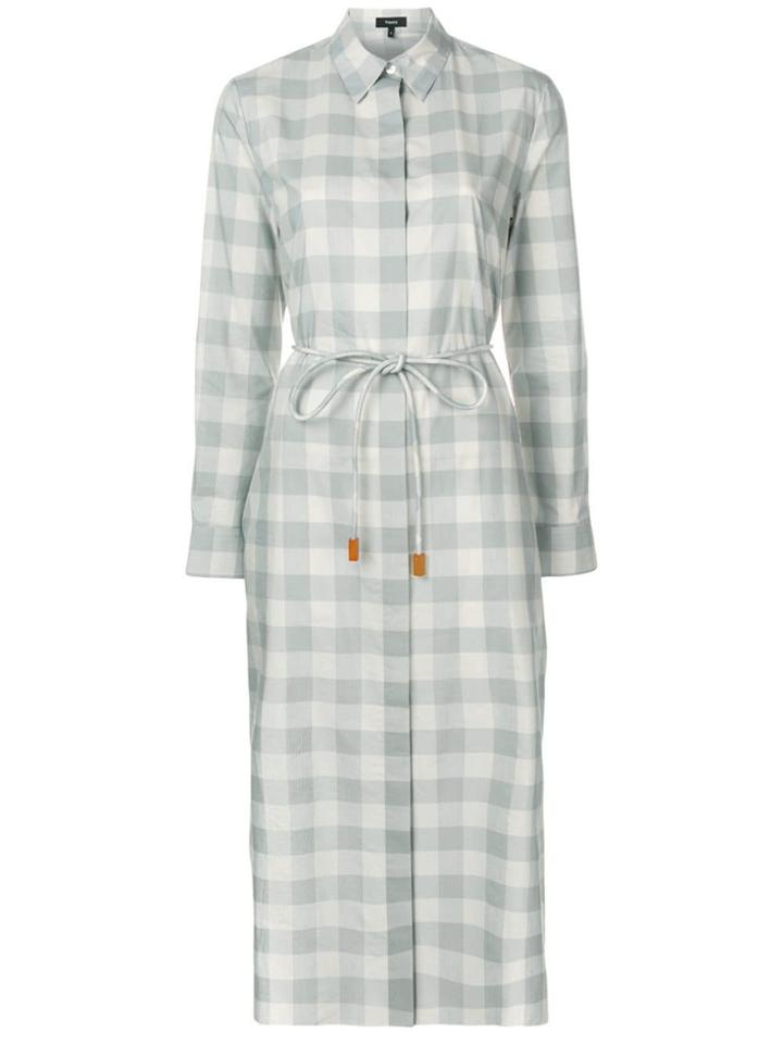 Theory Check Long-sleeve Dress - Blue