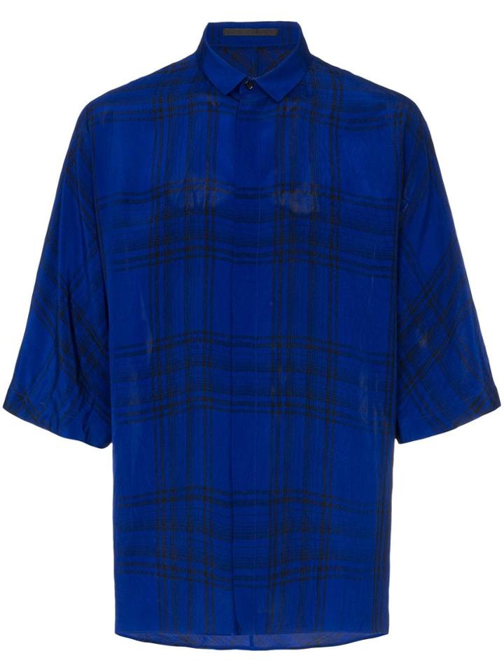 Haider Ackermann Check Print Kimono Shirt - Blue
